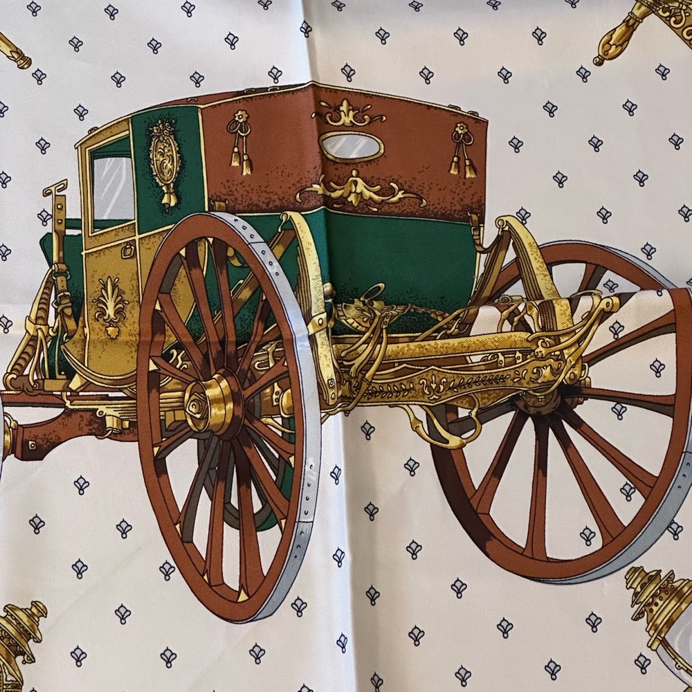 Authentic Celine Paris Silk Scarf with Carriage Design - Picture 3 of 11